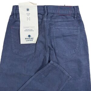 Marine Layer Corduroy Pants Men 33x34 Slim Fit Straight Leg Blue Chino Dress